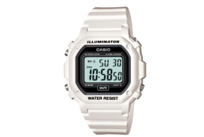Men's Big Square Digital Display Quartz White Resin Casio Watch F-108WHC-7ACF
