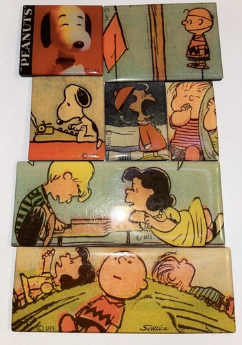 Lot Of 7 Peanuts Acrylic Magnet By Morris Magnets UFS Shultz Comic Snoopy Lucy