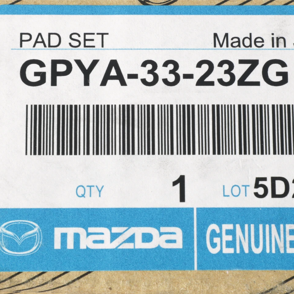 Genuine Mazda 2006-2007 Mazda6 Front Disc Brake Pads GPYA-33-23ZG - Изображение 4 из 4