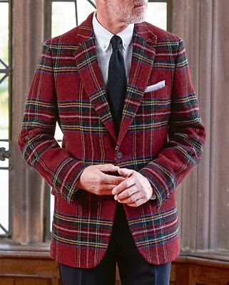 Men's Suits Jacket Christmas Red Plaid Wool Blend Fashion Casual Business Groom | eBay Men's Suits Jacket Christmas Red Plaid Wool Blend Fashion Casual Business Groom | eBay
