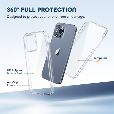 For iPhone 15 16 17 Pro Max Air 14 13 12 11 Shockproof TPU Case Full Body Cover