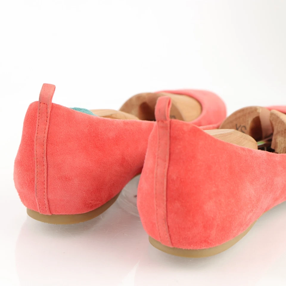 J Crew женщин Anya балет плоский размер 7,5 коралл красный замши поскользнуться на обуви классический - Изображение 3 из 4