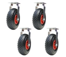 4 - 10" inch 260mm pneumatic castors fixed castors (300x4) inflated pumped