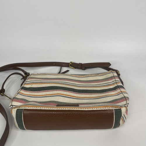 Fossil Canvas Multi w/ KEY Zip Pocket Book Cross Body Purse Striped - Picture 3 of 9