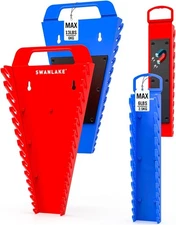SWANLAKE 4-Pack Magnetic Wrench Organizer Toolbox Holder, 2PCS 15-Slot Red 