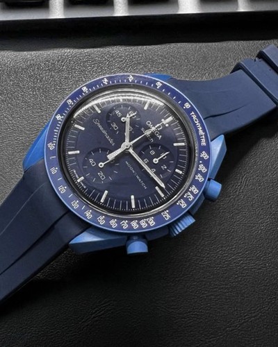 MOONSWATCH MISSION TO THE NEPTUNE RUBBER STRAP OMEGA X SWATCH SPEEDMASTER NAVY - Picture 4 of 4