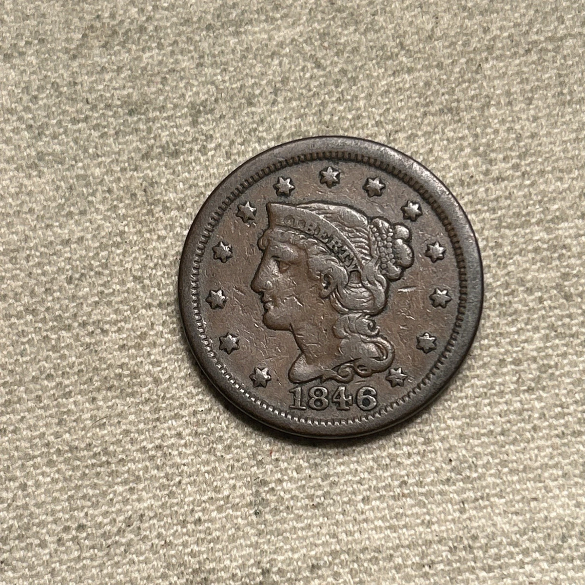 こうちゃ Circulated 1846 Year Braided Hair Large Cents (1839-1857) for sale