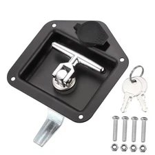 Black T-Handle Truck Tool Box Latch Replacement kit 1PC Black(4.9" L x 4.8" W)