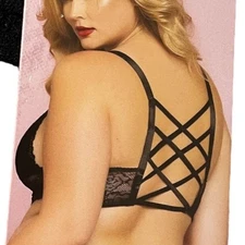 Seven 'til Midnight Bra Lingerie Plus Size Size 3X/4X Black Strappy Cosplay Sexy