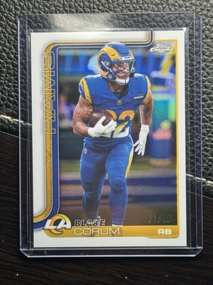 2025 Topps Chrome Blake Corum #171 Los Angeles Rams White Refractor /30 NFL Card