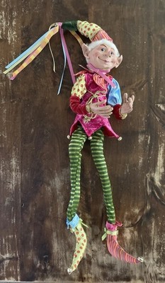 RAZ Imports Posable Christmas Elf ~30 Inch Wearing Colorful Fabrics Outfit Bells