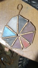 Stained Glass Multicolor Geometric Suncatcher Window Panel, Ready to Hang