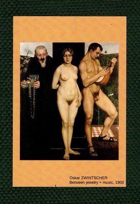 POSTCARD / Oskar ZWINTSCHER / Between jewelry + music, 1900