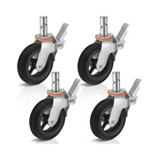 8 inches Scaffolding Wheels 1-3/8" Solid Round Stem Caster with Dual Locking ...