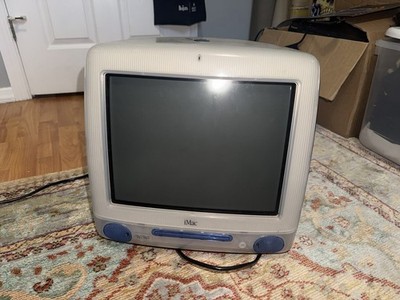 Vintage Apple iMac G3 M5521 15'' Transculent Indigo w/Power Cord. Turns On.