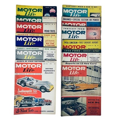 Lot of 12 Motor Life Magazine 1955 Full Year January - December
