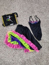 Dance costume Ladies size Small 2 pc set tank top and long skirt with ruffles