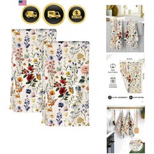 Kitchen Towels Cotton Absorbent Reusable Dish Towels Set of 2 Spring Decor