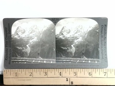 Eiger and Monch Stereoview Keystone View Co. 1900s Switzerland Alps
