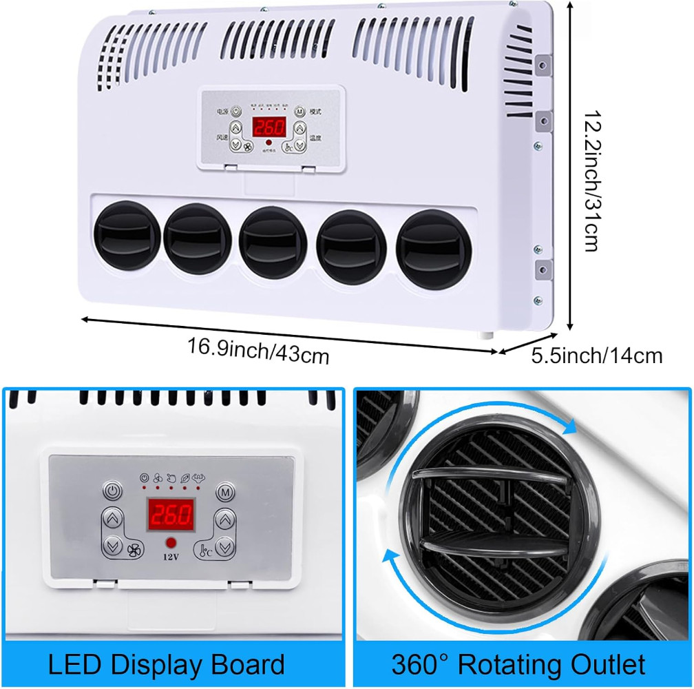 Fit for Cab Semi Truck Bus RV Caravan 12V Split Air Conditioner 11000 BTU AC Kit