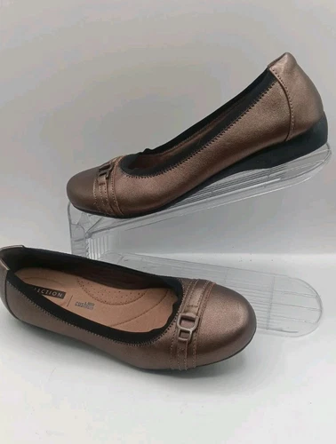 Ballerine donna tg 8Clarks Artisan concerto band zeppa bronzo pelle metallizzata