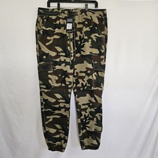 True Religion Men's Hunting Camo Cargo Joggers Pants Green XL NWT
