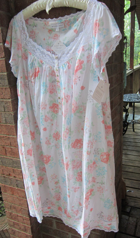 nwt Eileen west women's xl 100% woven cotton long length nightgown summer print
