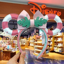 Disney Loungefly Minnie Mouse Vacation Style Poolside Ear Pink Green Headband