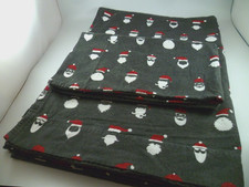 2 Pc POTTERY BARN Teen Flannel Santa XL Twin 1 Flat Sheet Pillow Case Gray Xmas