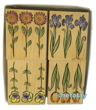 4 2001 HERO ARTS FLOWER PRINTS IRISES LL630 Rubber Stamps