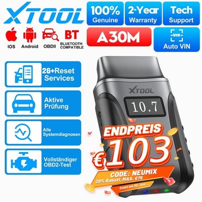 XTOOL A30M BT Kabellos Auto KFZ OBD2 Diagnosegerät Scanner ALLE SYSTEM