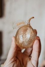 Frutto in vetro soffiato di Murano con Foglia d'oro - Limone Trasparente