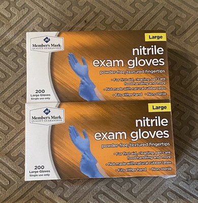 Member s Mark Nitrile Exam Gloves Powder Free, Size Large - 2 x 200 = 400 Count