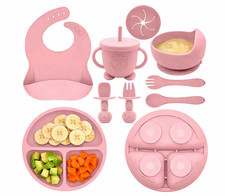 Baby Led Weaning Set 8pc Silicone Baby Feeding BPA Free Suction Bowl Plate