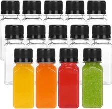 Moretoes 14pcs 2oz Ginger Shots Bottles with Caps, Small Plastic Juice black 