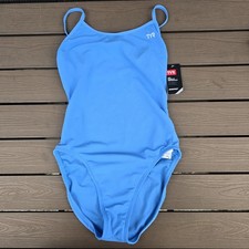 TYR Durafast Elite Womens Carolina Blue Trinityfit One Piece Swim Sz 36 New