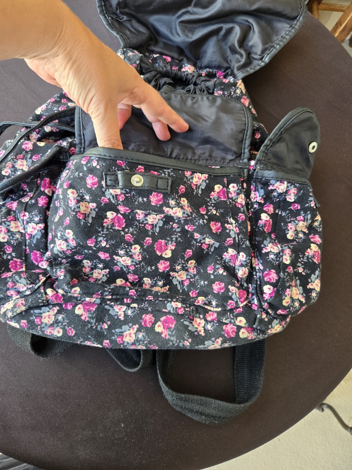 Floral Canvas Backpack with Multiple Pockets, Dra… - image 6