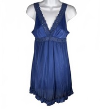 Vintage Vassarette Blue Lace Trim Cami Slip Dress  Whimsigoth / Coquette 36F