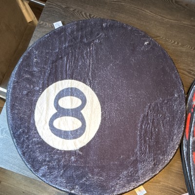 Ruggsofia 8 Ball Shaped Area Rug Black White Modern Billiards Theme