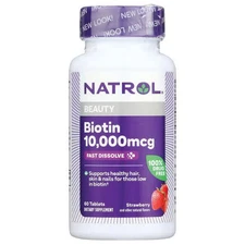 Natrol Biotin Fast Dissolve - Strawberry 10,000 mcg 60 Tabs