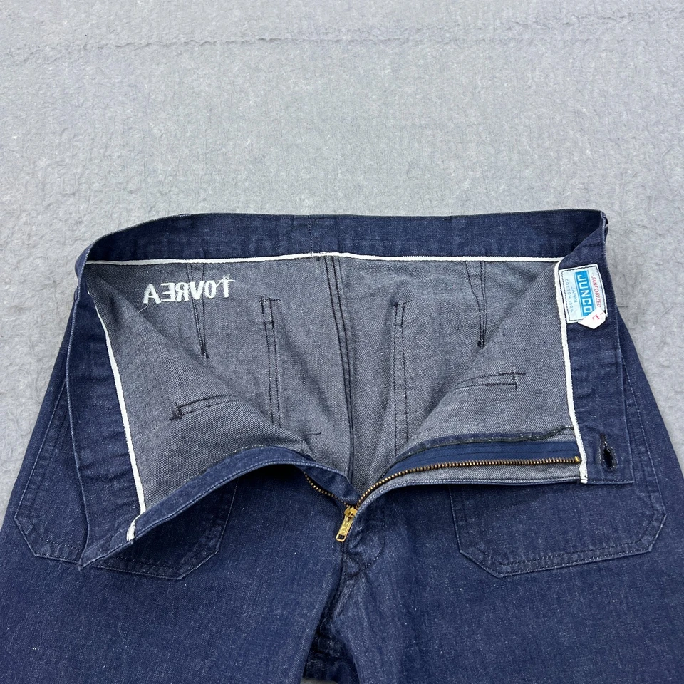 VTG JUNCO Sanforized Jeans 33x29 L Blue US Navy Denim Utility Pants 70s Japan - Image 2 of 4