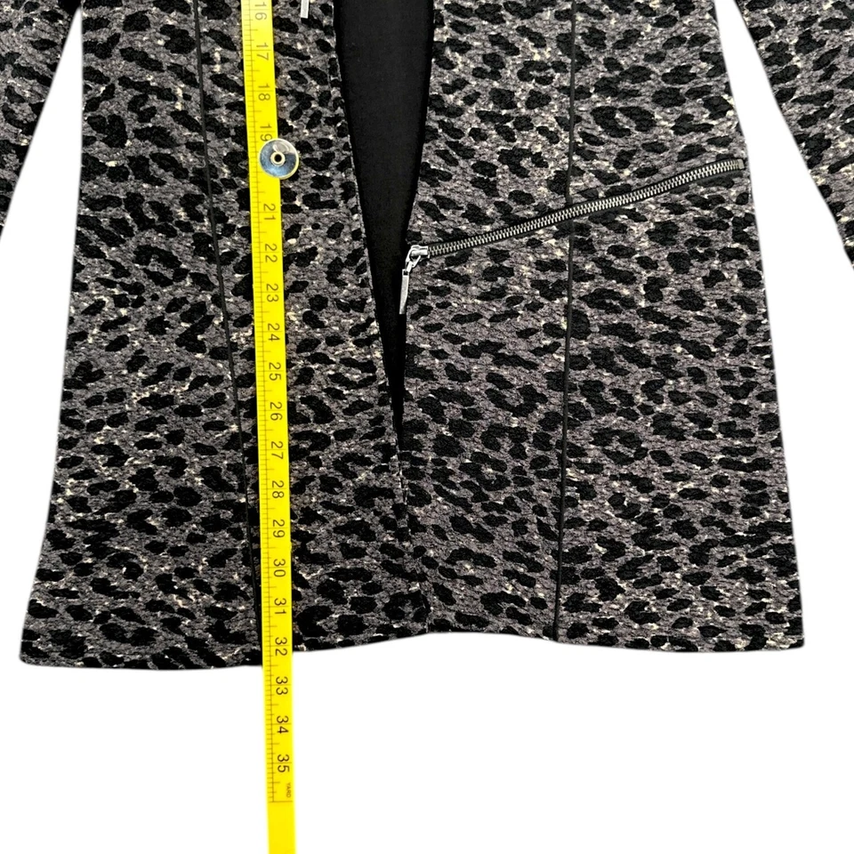 Eva Varro Leopard Print Zipper Detailing Open Front Style Coat Medium - Image 4 of 4