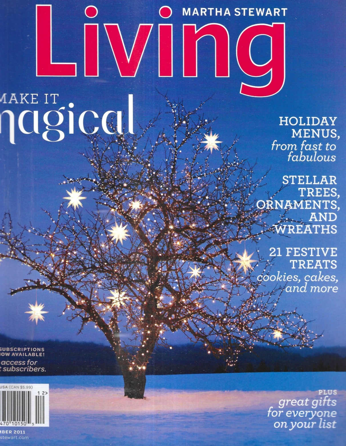 Martha Stewart Living Magazine Christmas Holiday Menus Ornaments Recipes 2011