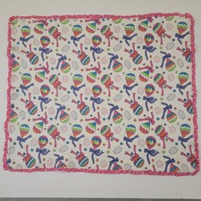 RARE Gymboree Countryside Baby Blanket 70530 Cotton Ruffle Hot Air Balloons Bows