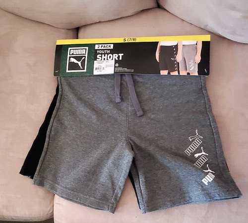 NEW 2 Pack Lot PUMA Youth Comfort Black & Grey/ Boy's shorts. Size Small 7/8 - Picture 2 of 4