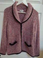 Vtg Tiara International Knit Cardigan Snap Front Size Large Poly Acrylic Blend