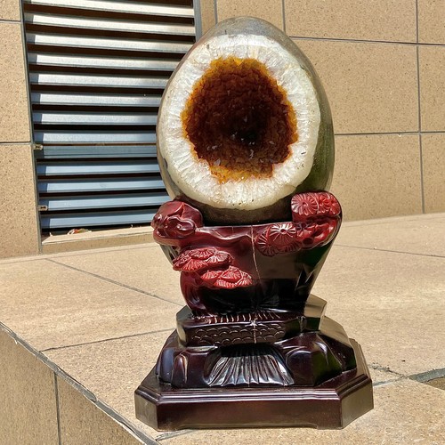 60.34LB Natural citrine geode quartz cluster crystal Dinosaur egg healing - 第 2/17 張圖片