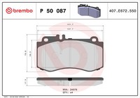 P 50 087 Brembo Bremsbelagsatz, Scheibenbremse FüR MERCEDES-BENZ,MERCEDES-BENZ (