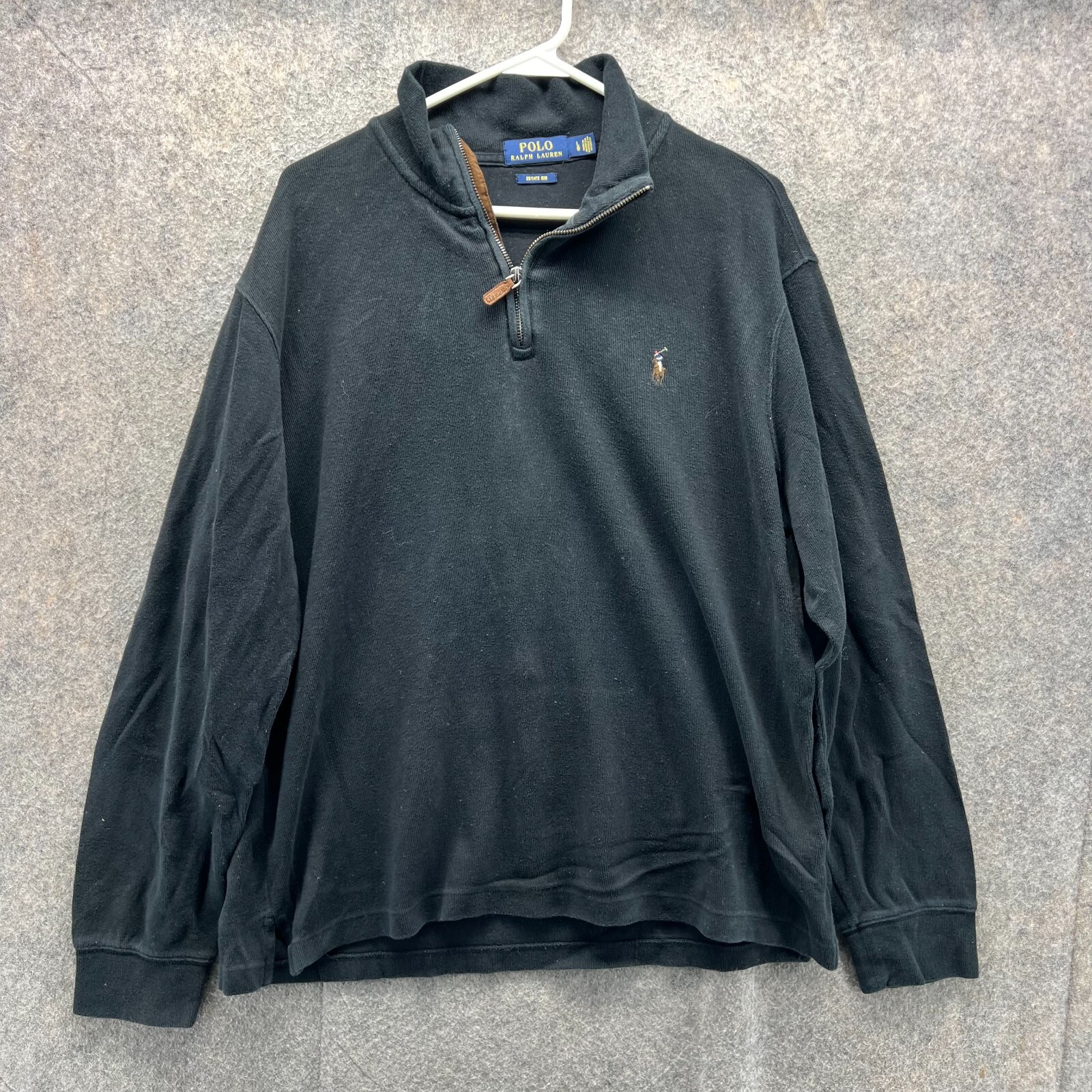 Maglione Ralph Lauren vintage uomo grande nero quarto zip pony estate felpa