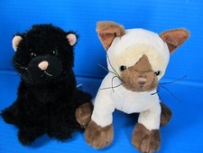 Ganz Webkinz Lot of 2 Siamese Cat Kitty HM160  Black Cat HM135 No Code